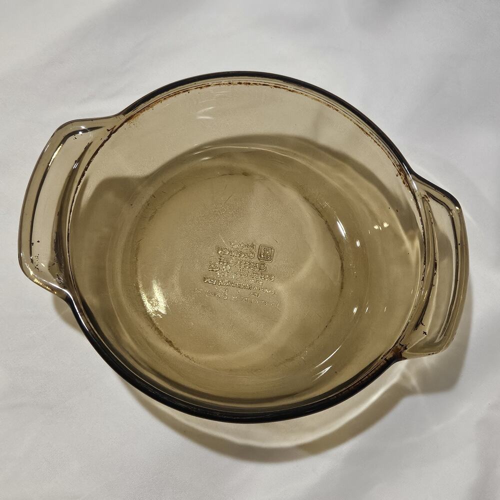 Vintage Anchor Hocking Amber Glass 1.5 Qt Casserole Dish 8.25" USA No Lid